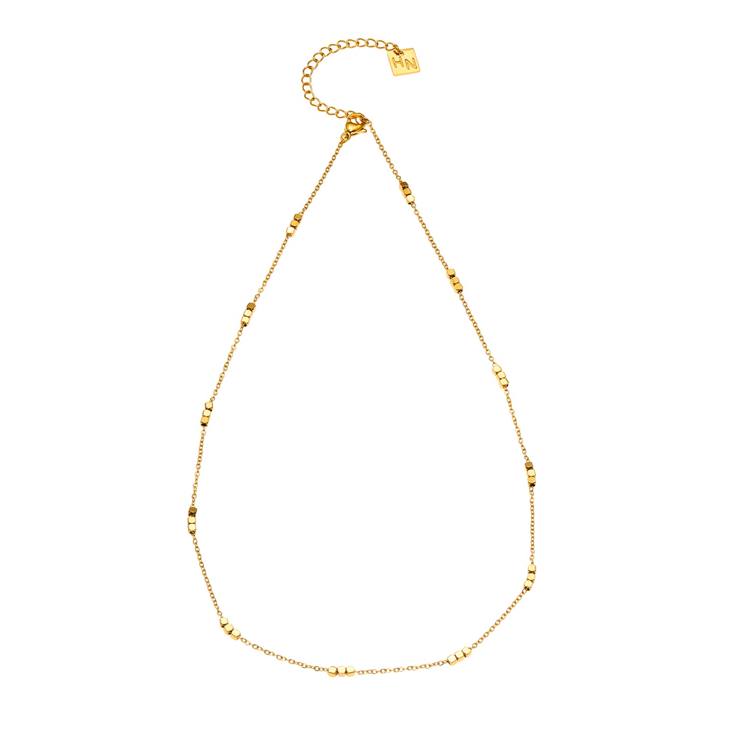 RITIKA: Tiny Square-Beads Dainty Gold Chain Bracelet