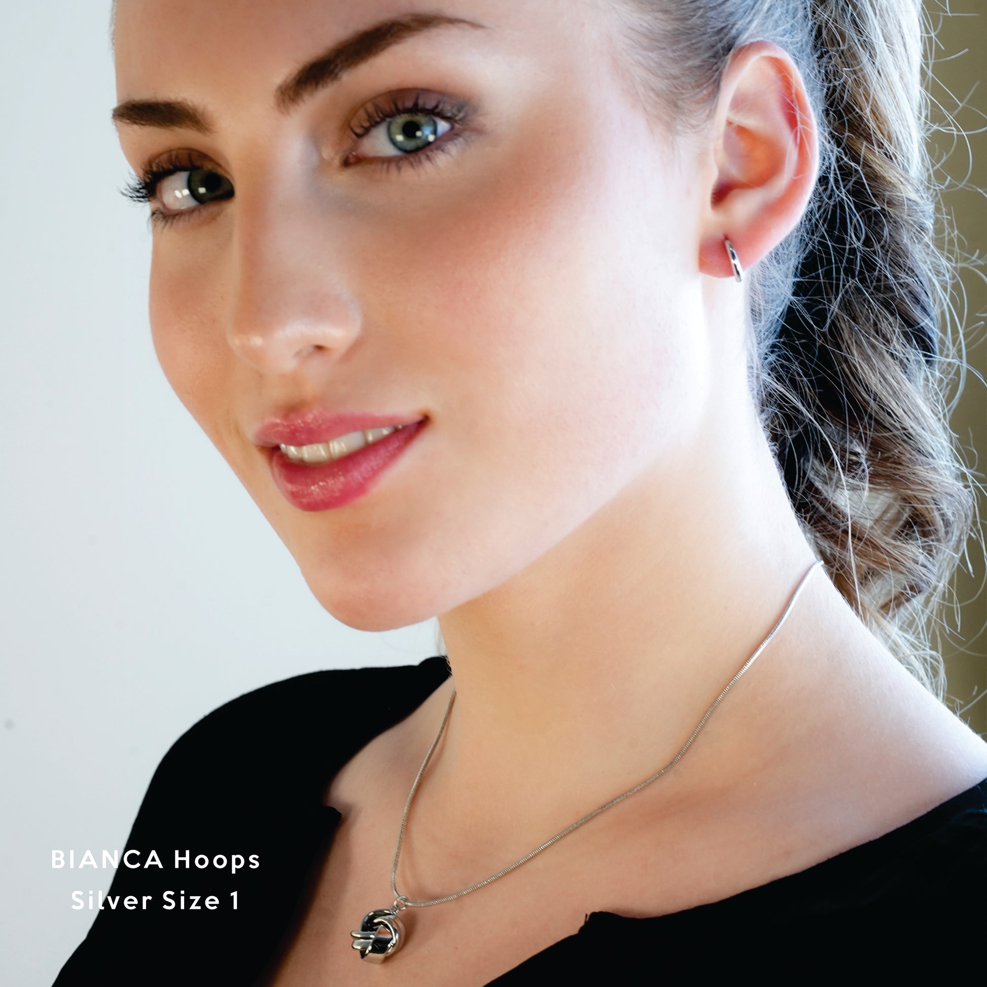 BIANCA Silver: Classic Essential Everyday Basic Round Silver Hoops. Available in 7 Sizes - 1cm to 6cm