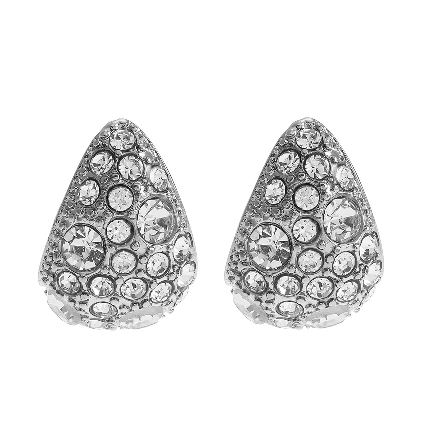 ADALAJ White Gold (Silver Toned):  Pavé Zirconia Tear Drop Stud Earrings - Statement of Confidence