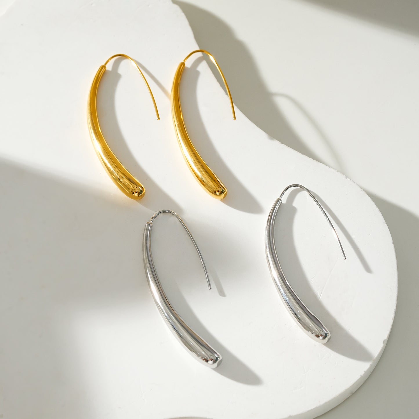 Style ADARA Traditional Gold & White Gold (Silver Toned): Abstract Elegance. Avant-Garde Geometric Earrings