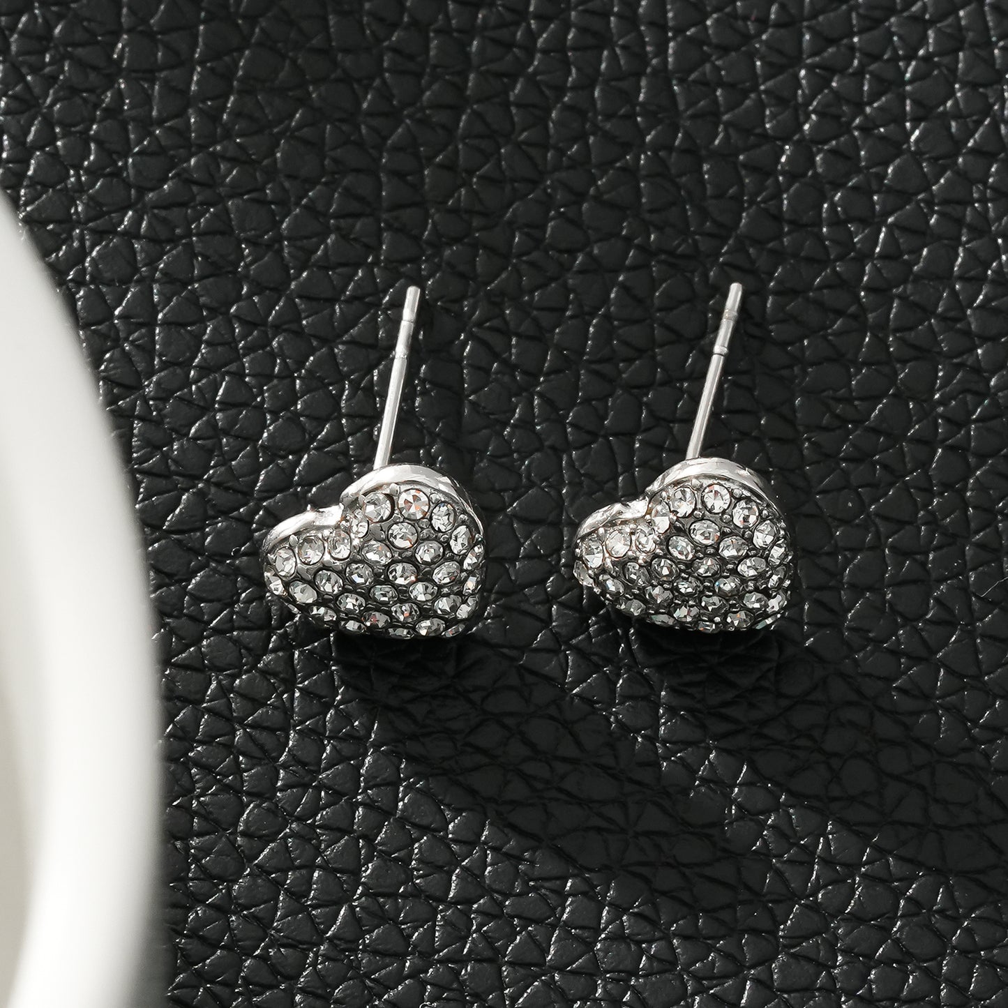 ADORE White Gold (Silver Toned): Pavé Zirconia (CZ) Heart Shaped Stud Earrings- Statement of Love