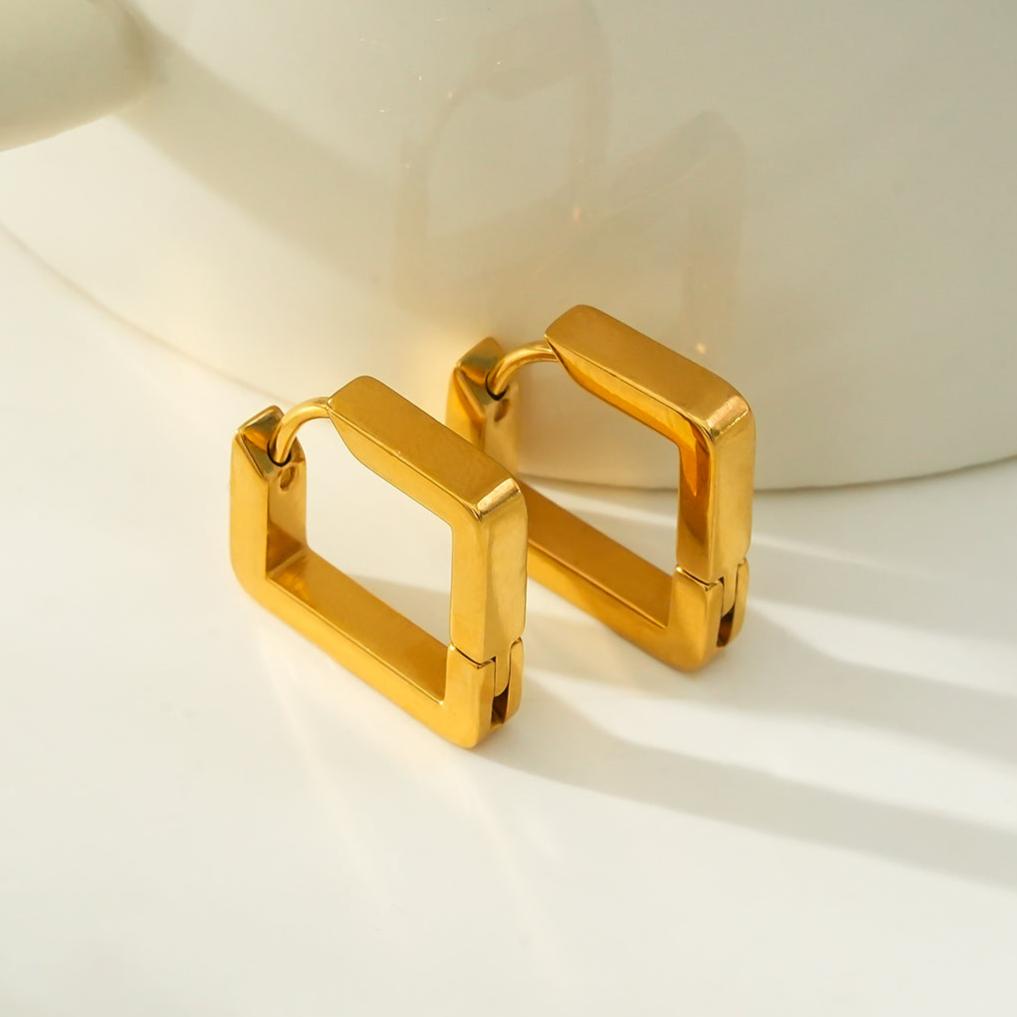 AFRIDDA: Mini Square Geometric-Chic Hoop Earrings