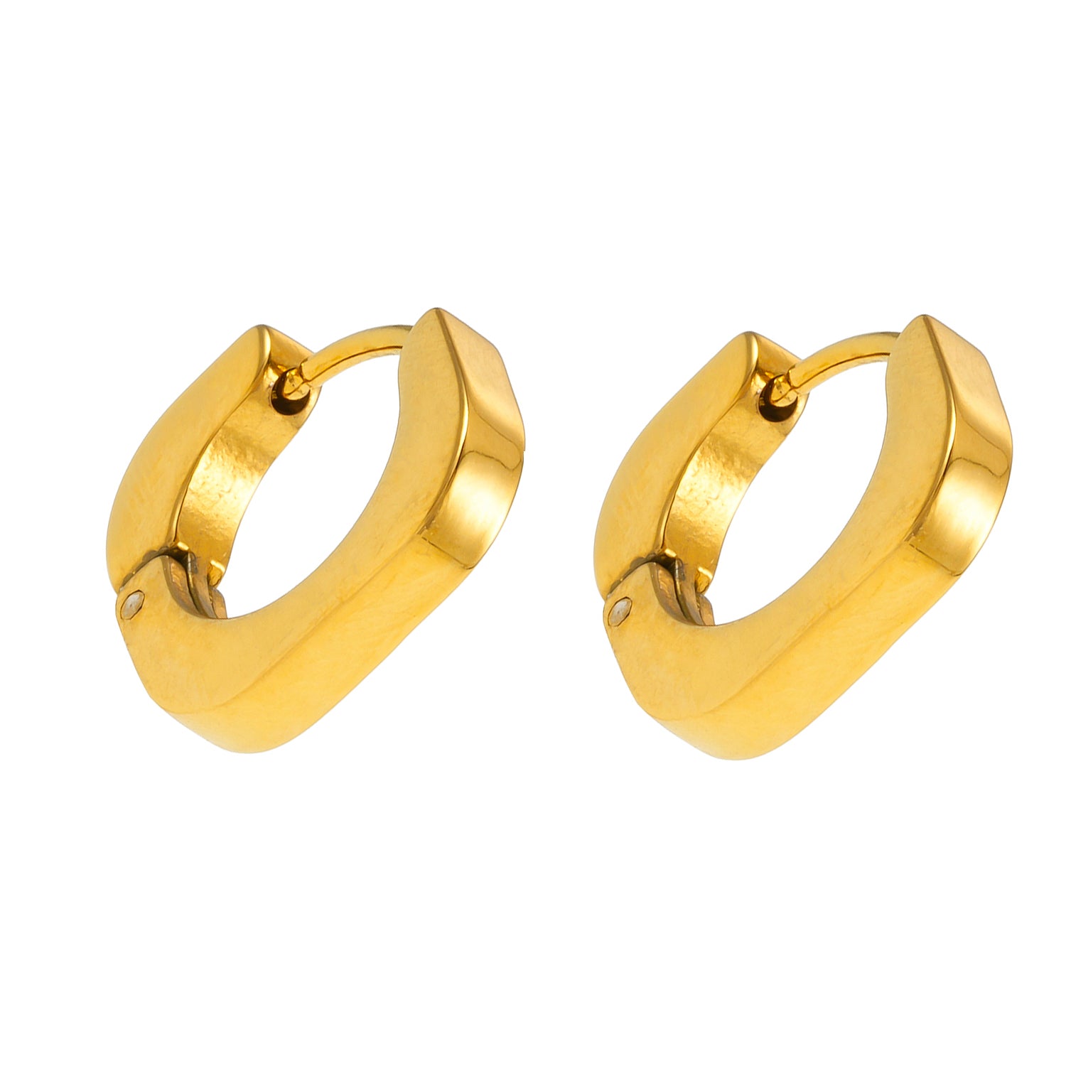 AIRA Gold: Industrial Chic - Tiny Rounded Squared Hoop Earrings