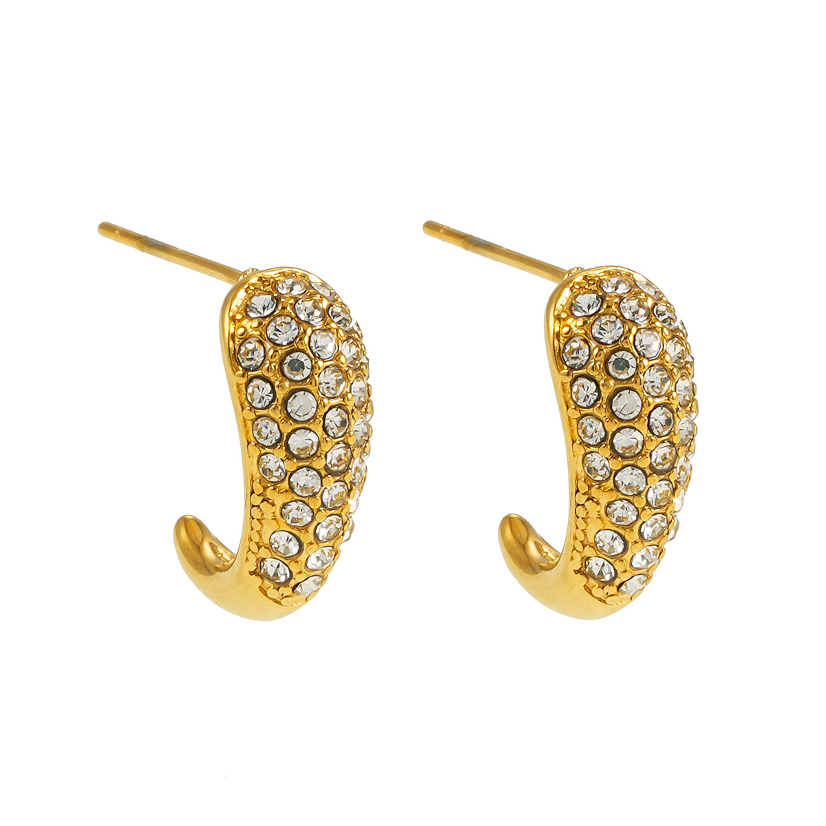 ANCORA: Pear-Shaped Stud Earrings with Pavé Zirconia (CZ) Sparkle.