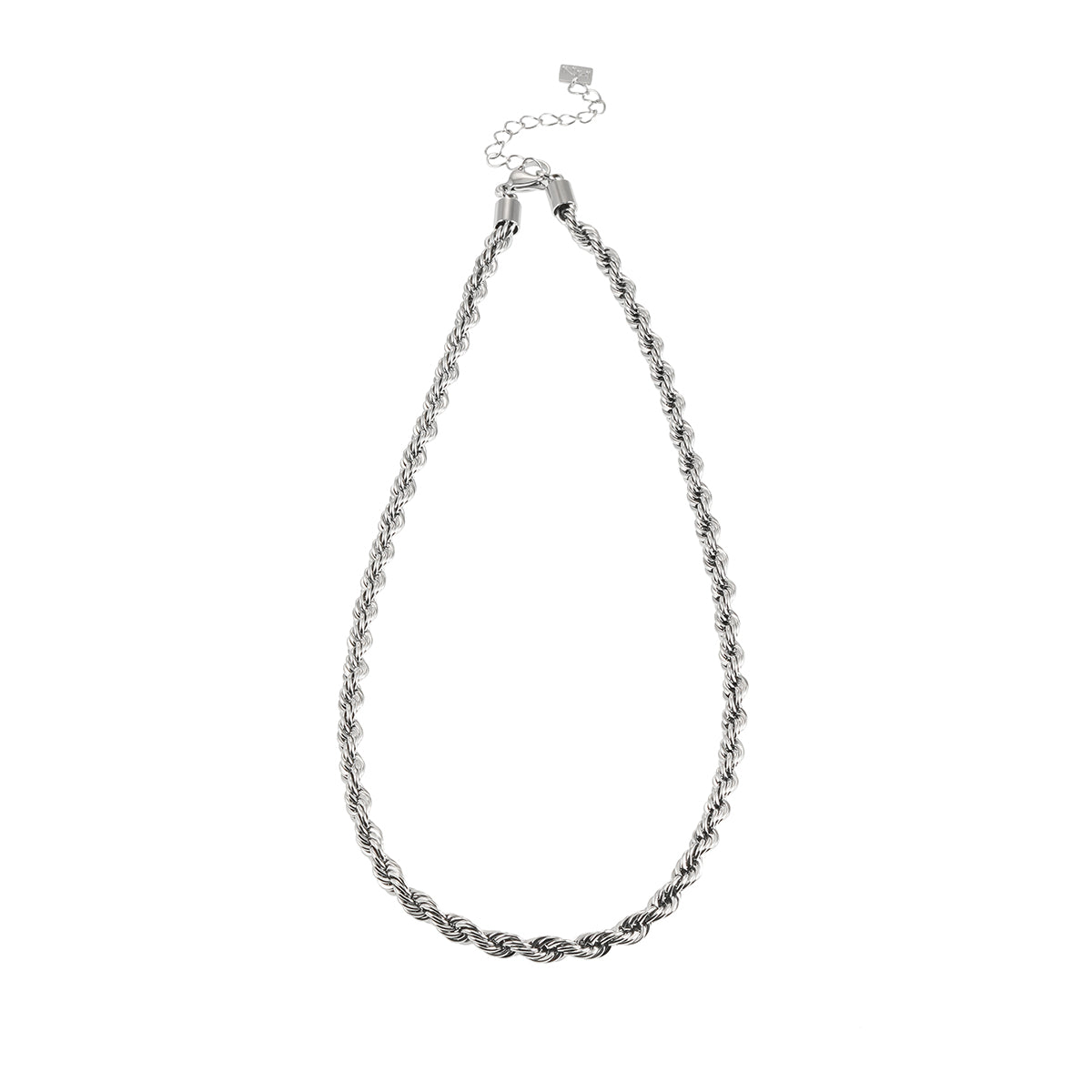 ARKLEY White Gold (Silver Toned): Chunky Rope Chain Textured Necklace.