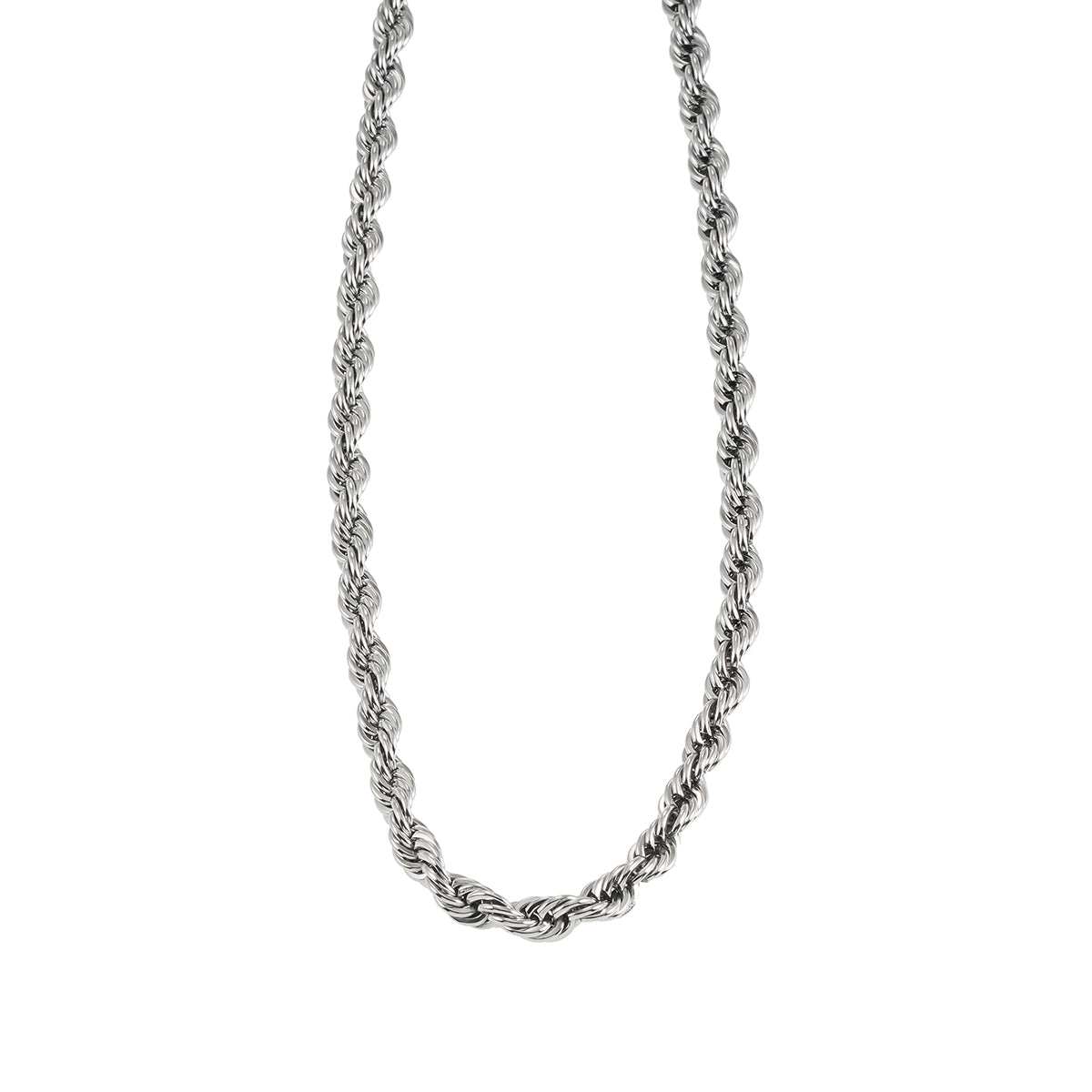 ARKLEY White Gold (Silver Toned): Chunky Rope Chain Textured Necklace.