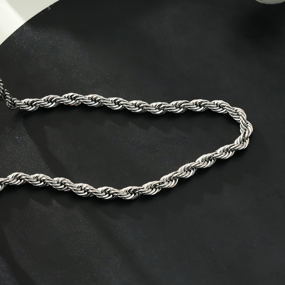 ARKLEY White Gold (Silver Toned): Chunky Rope Chain Textured Necklace.