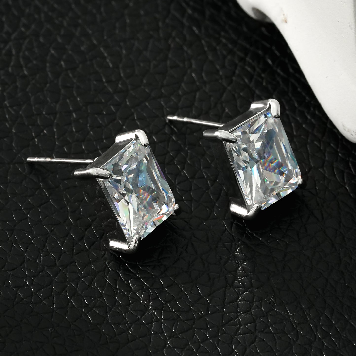 ATTAQUAS Silver: Vintage Carré Cut Zirconia (CZ) Daily Stud Earrings