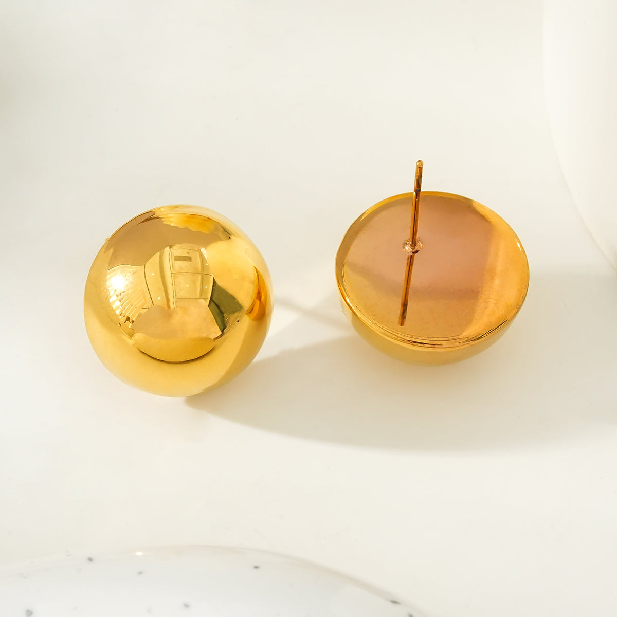 AUGUSTA Gold: Contemporary Spherical Stud Earrings