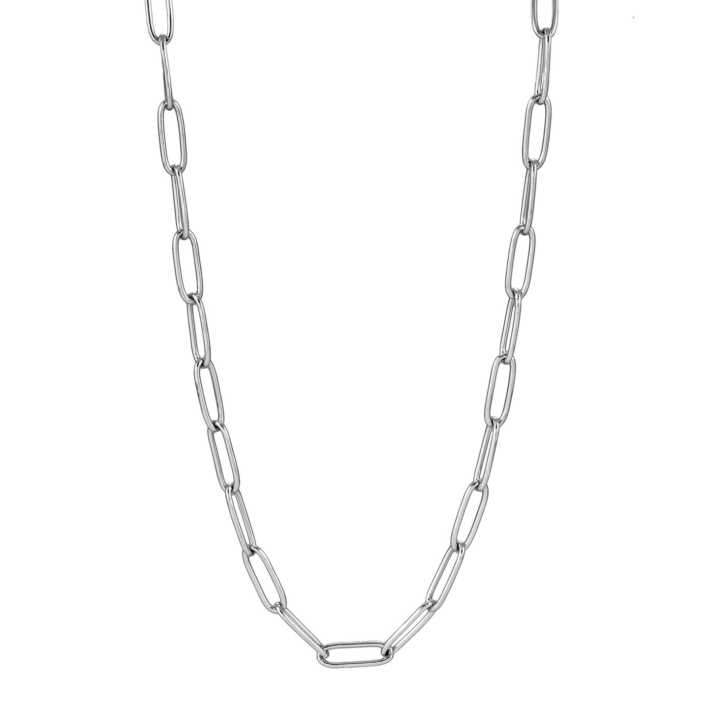 Style BARNSBURY: Essential Silver Chain Link Paper-Clip Necklace - 22"