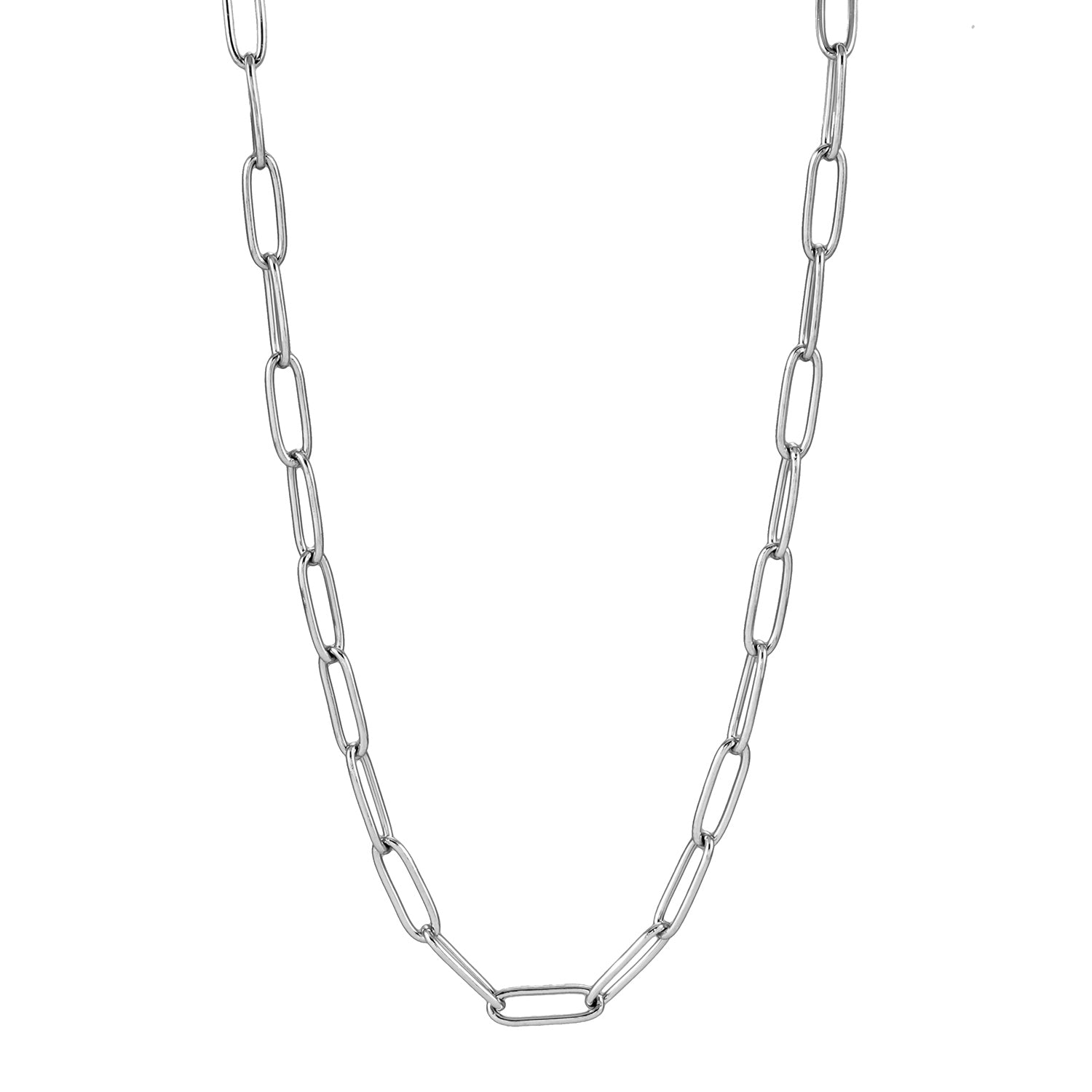 Style BARNSBURY: Essential Silver Chain Link Paper-Clip Necklace - 22"