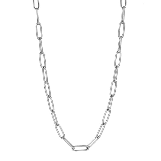 Style BARNSBURY: Essential Silver Chain Link Paper-Clip Necklace - 22"