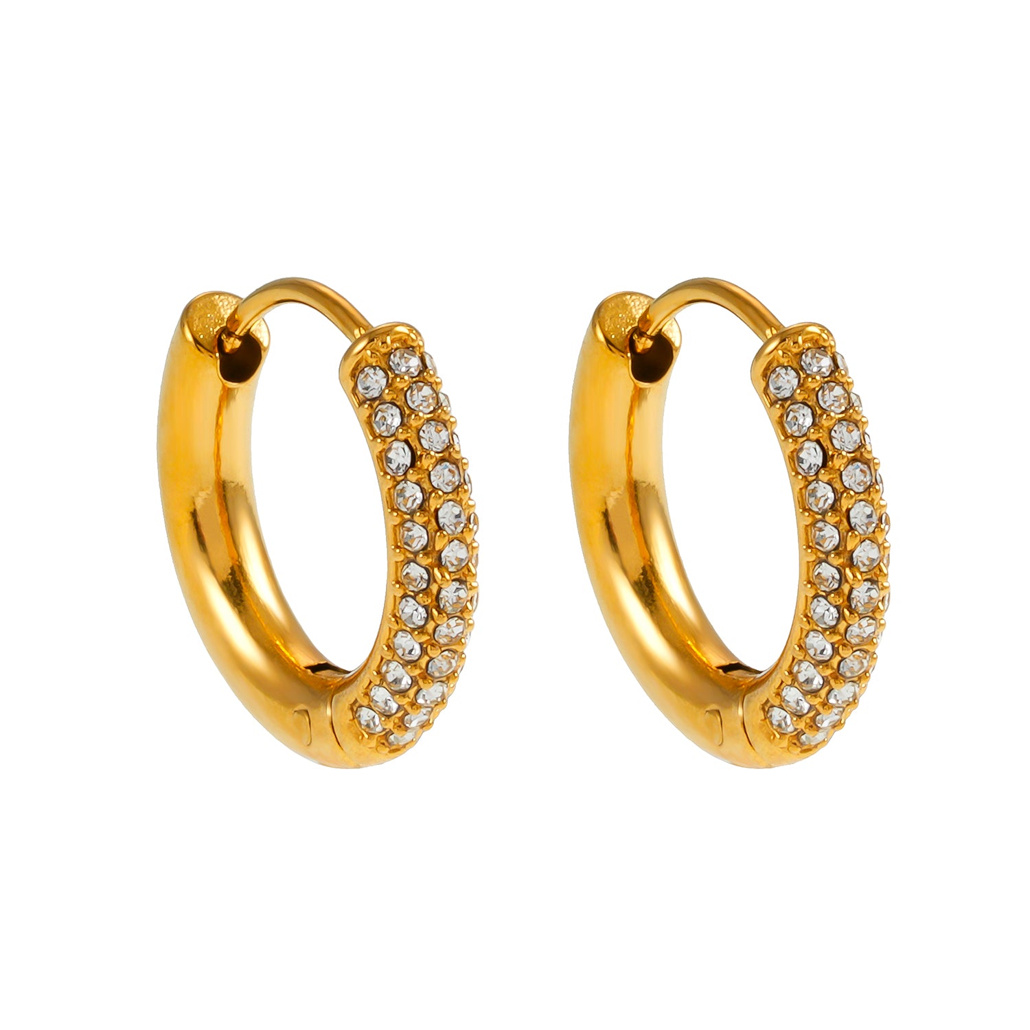 BATHULI Gold: Partial Pavé Zirconia (CZ) Mini Hoop Earrings