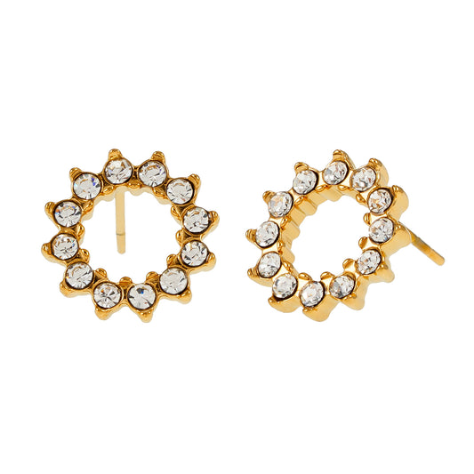 BATTISTE Gold: Celestial Star Zirconia (CZ) Stud Earrings.