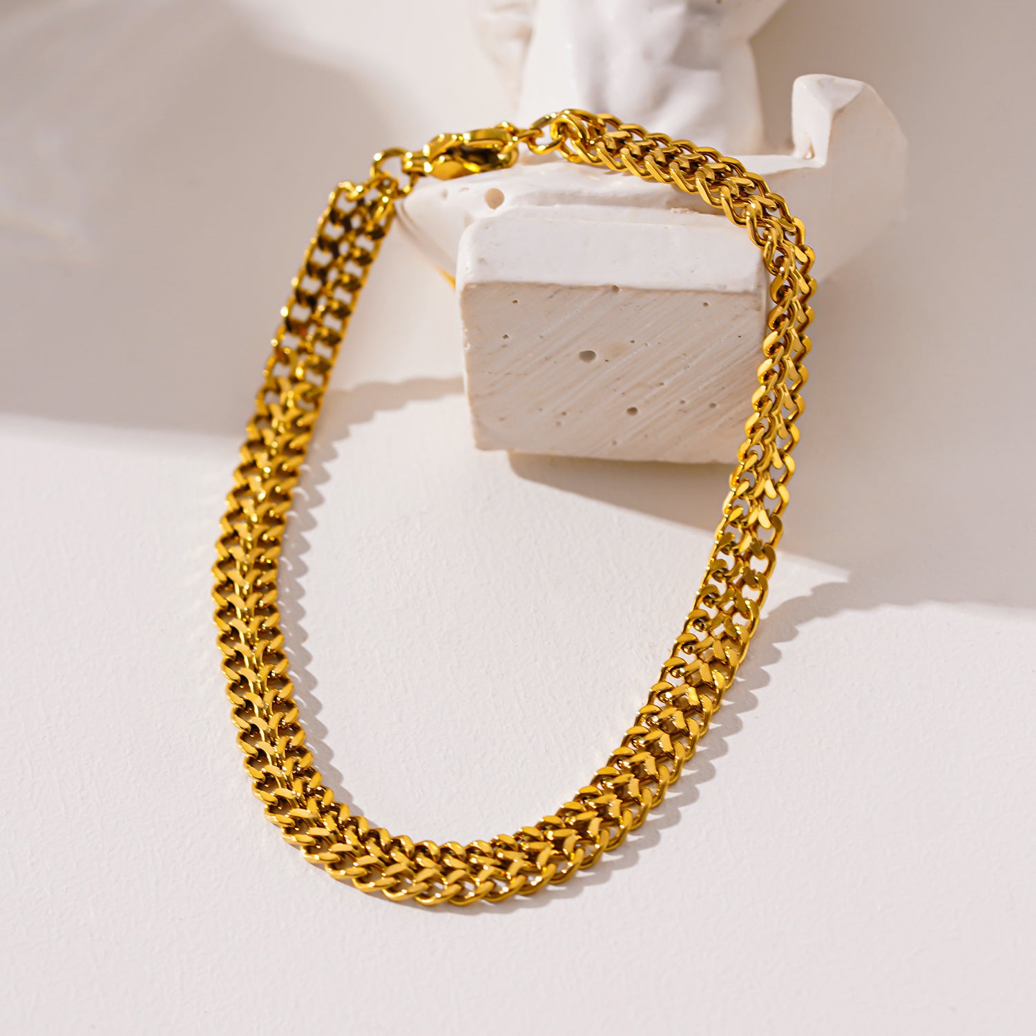 BELLAMY: Intricate Wide Width Singular Twin Chain Bracelet