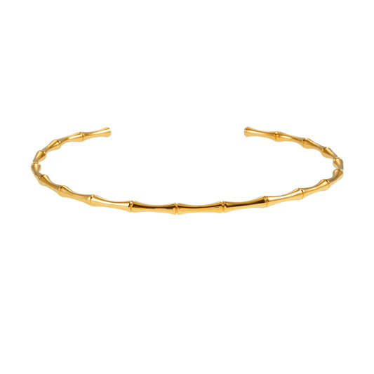 BENONI Gold: Bamboo Textured Choker Collar Necklace.