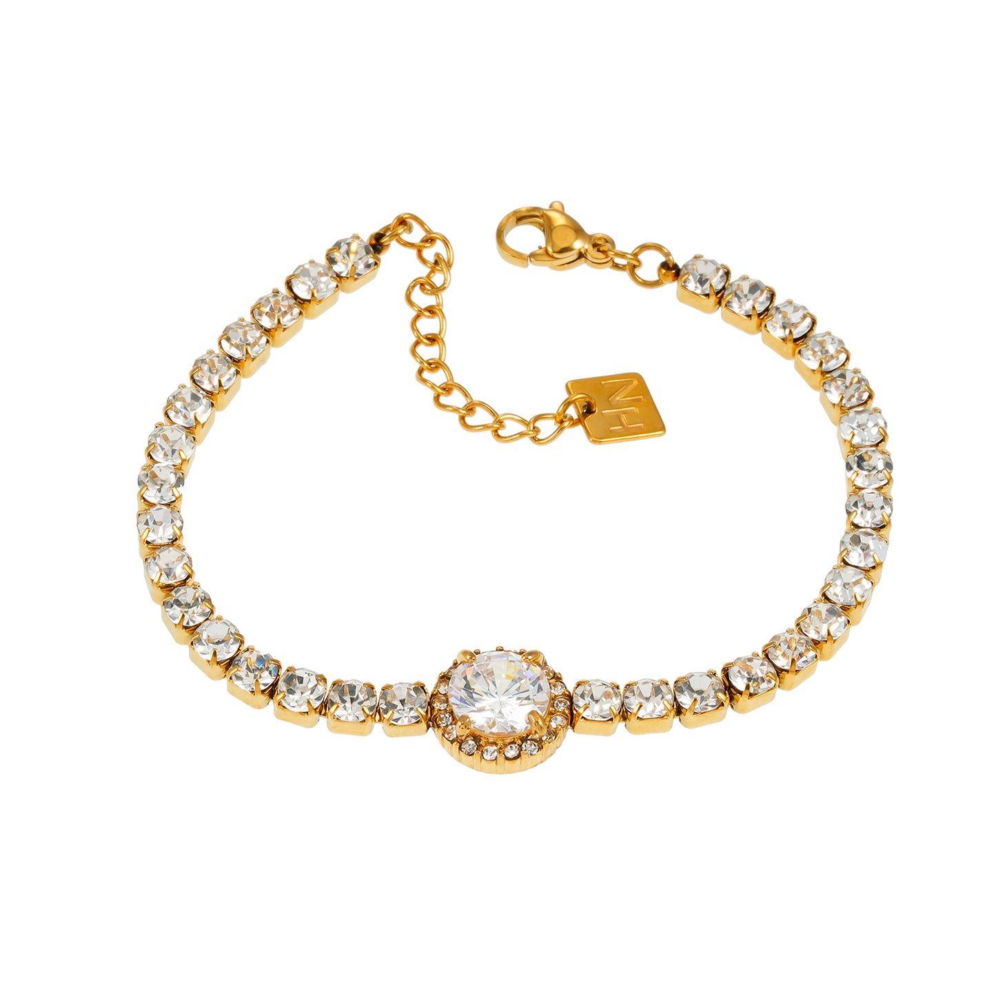 BEREA Gold: Tennis Bracelet with Large Zirconia (CZ) Centrepiece  – Timeless Elegance for Every Occasion