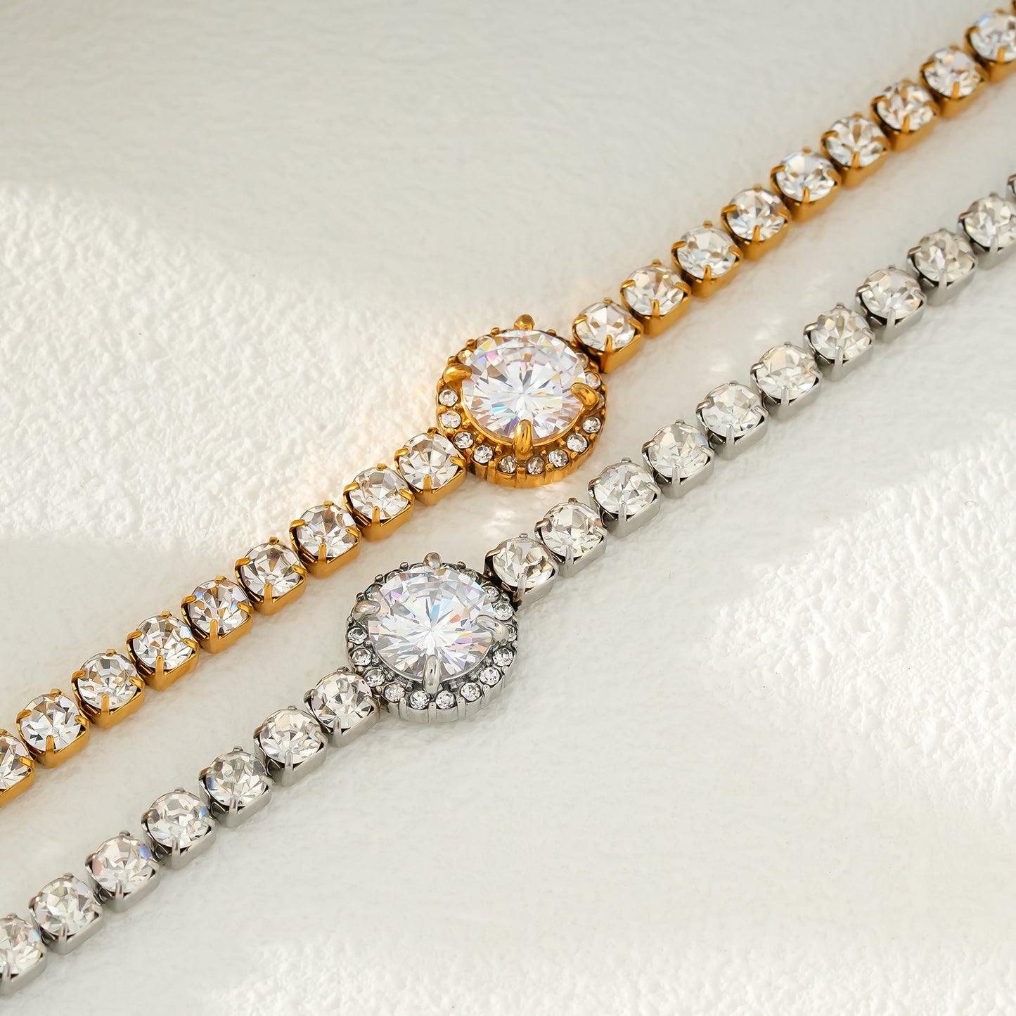 BEREA Gold & Silver: Tennis Bracelet with Large Zirconia (CZ) Centrepiece  – Timeless Elegance for Every Occasion