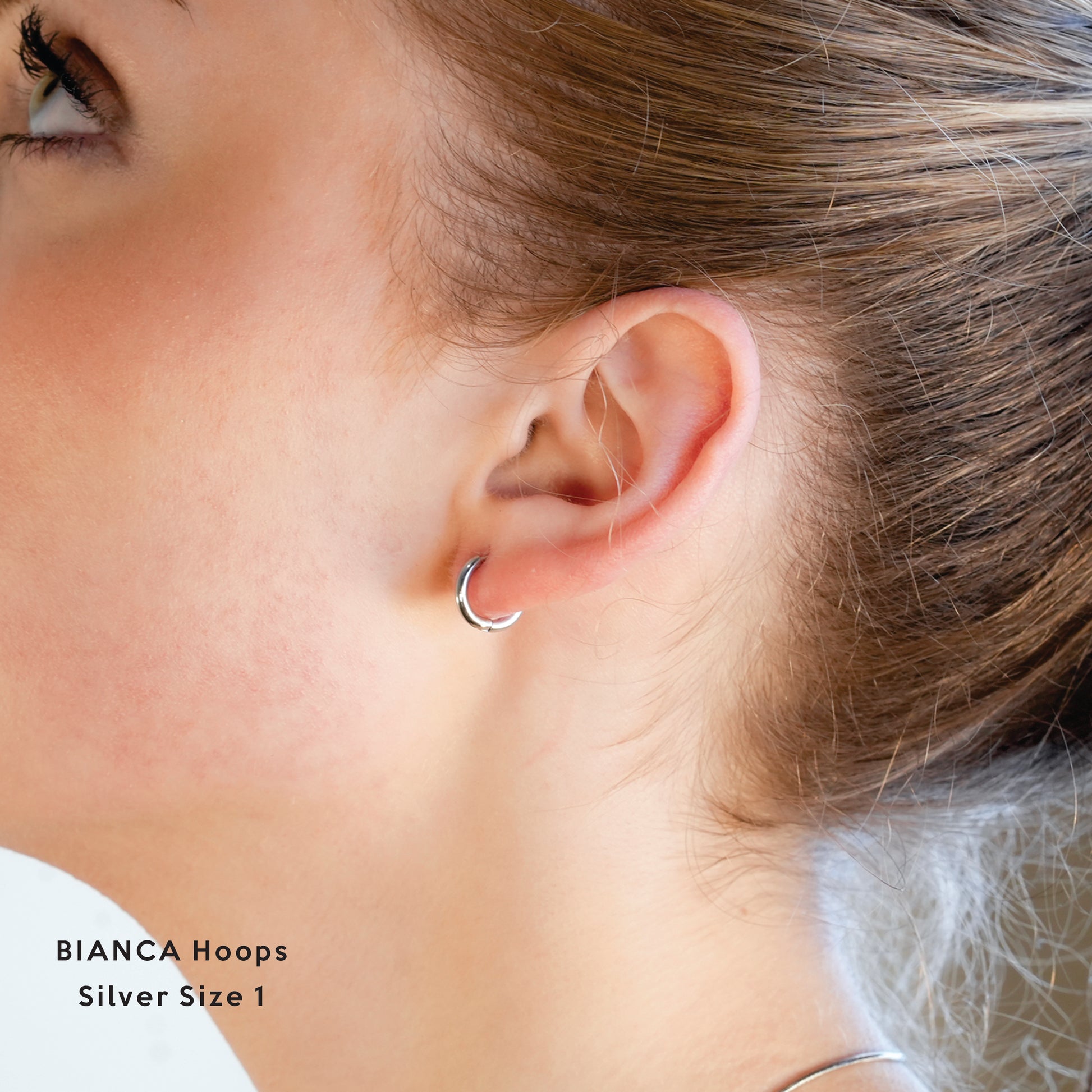 BIANCA Silver: Classic Essential Everyday Basic Round Silver Hoops. Available in 7 Sizes - 1cm to 6cm