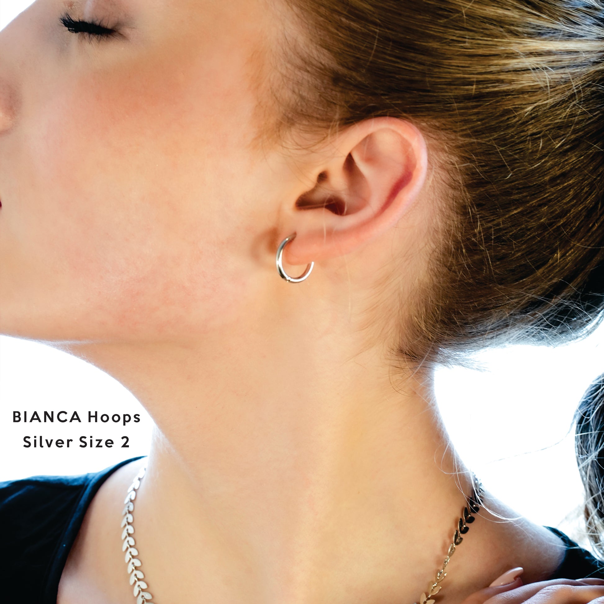 BIANCA Silver: Classic Essential Everyday Basic Round Silver Hoops. Available in 7 Sizes - 1cm to 6cm