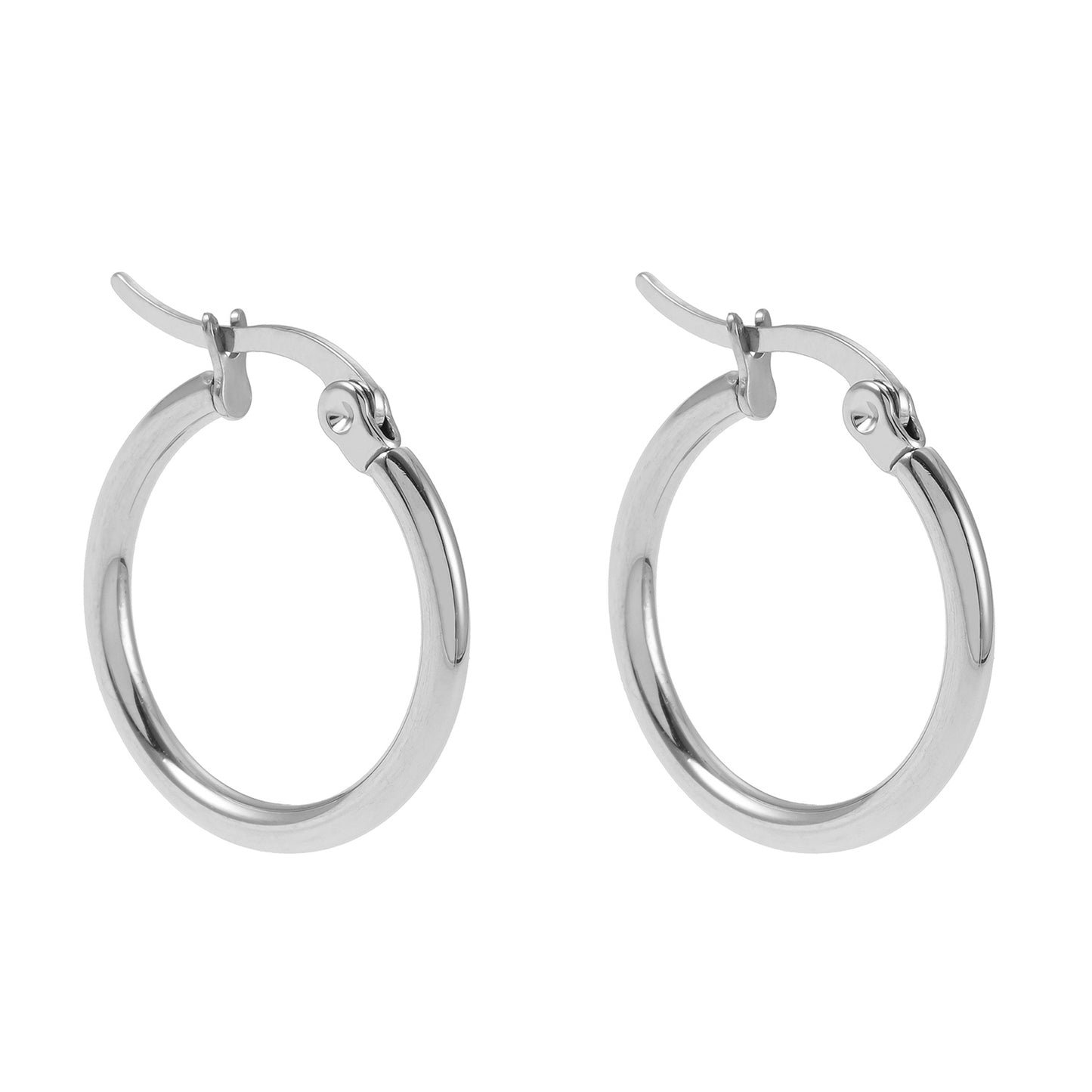 Style BIANCA Silver: Classic Essential Basic Round Silver Hoops. Available in 7 Sizes - 1cm to 6cm