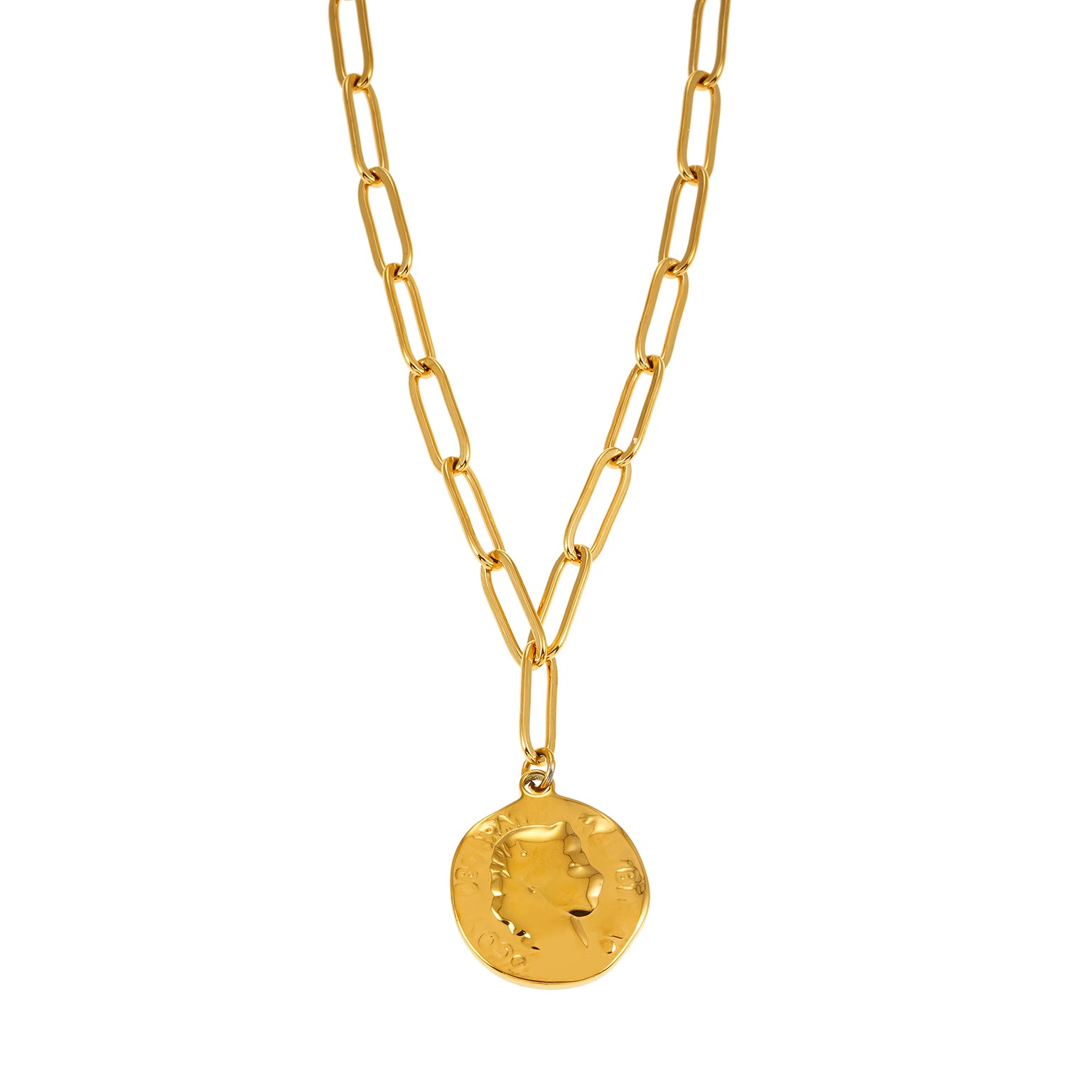 BILBAO Gold: Roman Coin Pendant Chain Necklace.