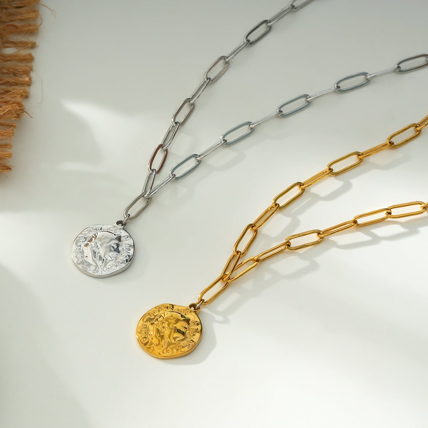 BILBAO Silver & Gold: Roman Coin Pendant Chain Necklace.