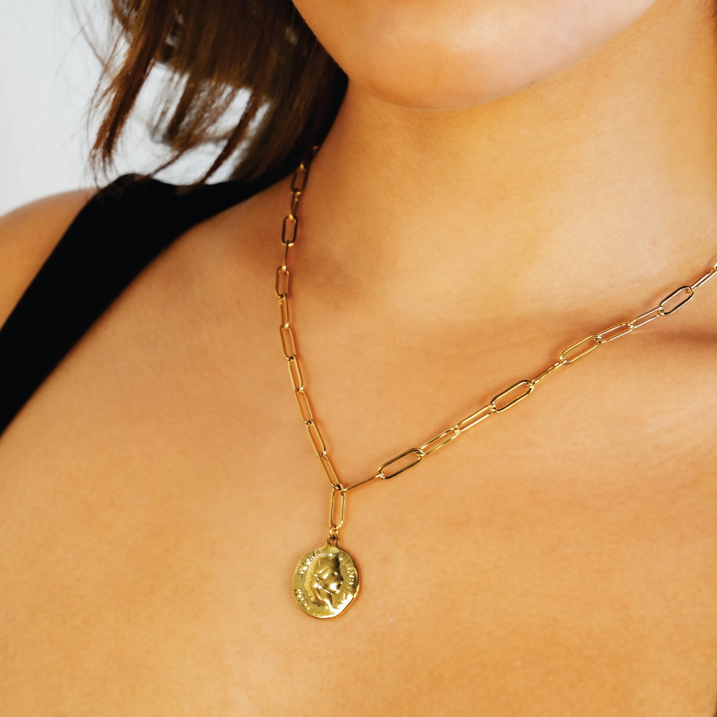 BILBAO Gold: Roman Coin Pendant Chain Necklace.