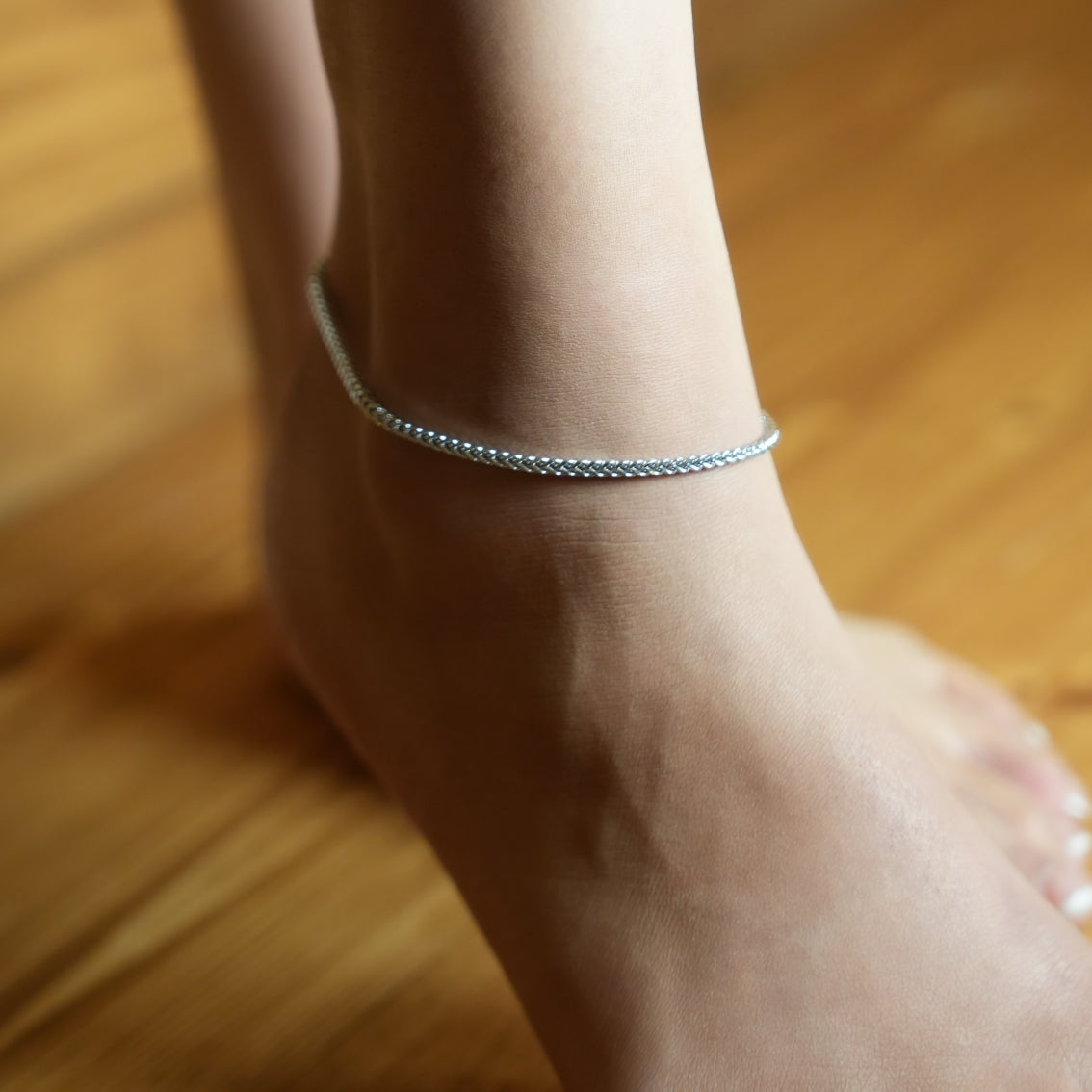 Style BILLIE LG 8832S: Cuban Link Chain Silver Anklet.