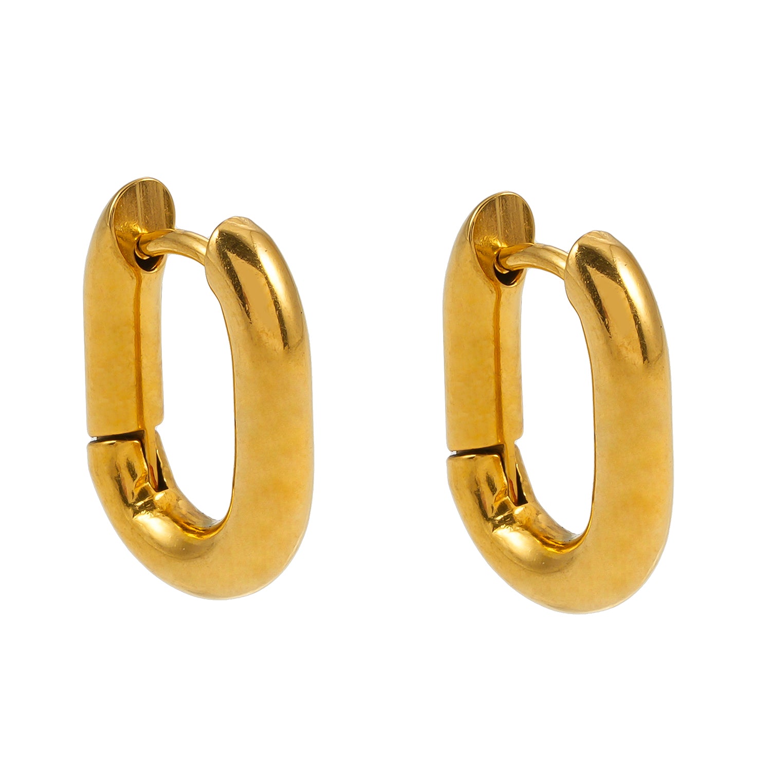 Style BISBEE: Rounded Corners Rectangular Mini Hoop in Gold