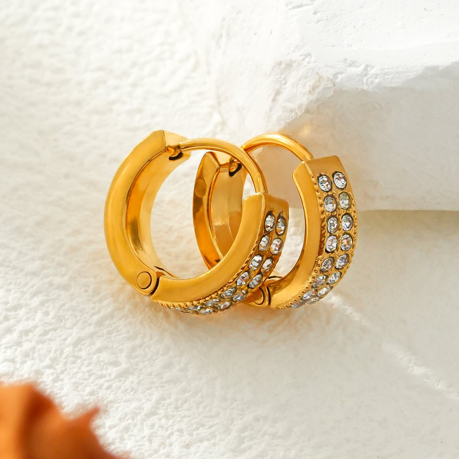 BLOUBERG Gold: Pavé Zirconia (CZ) Mini Hoop Earrings