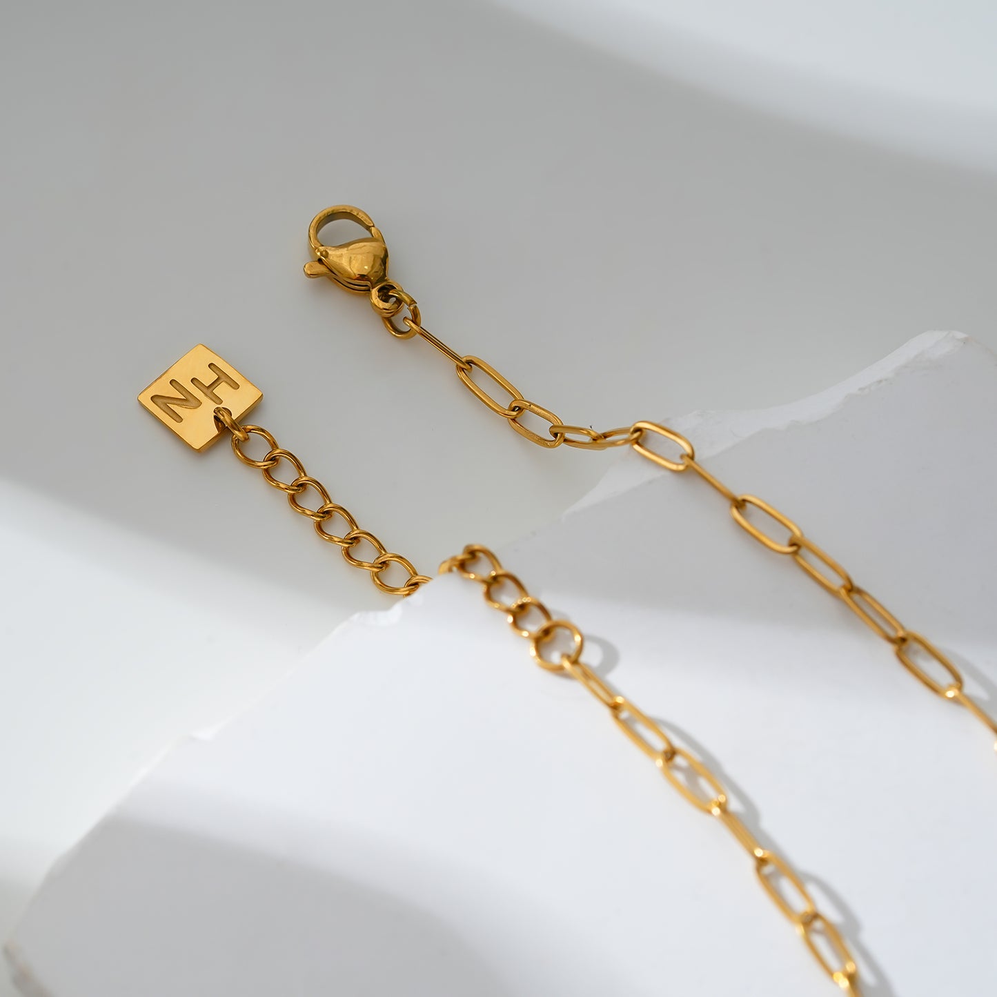 CANARI: Mini Paper-Clip Chain Anklet with Satellite Zirconia Charms