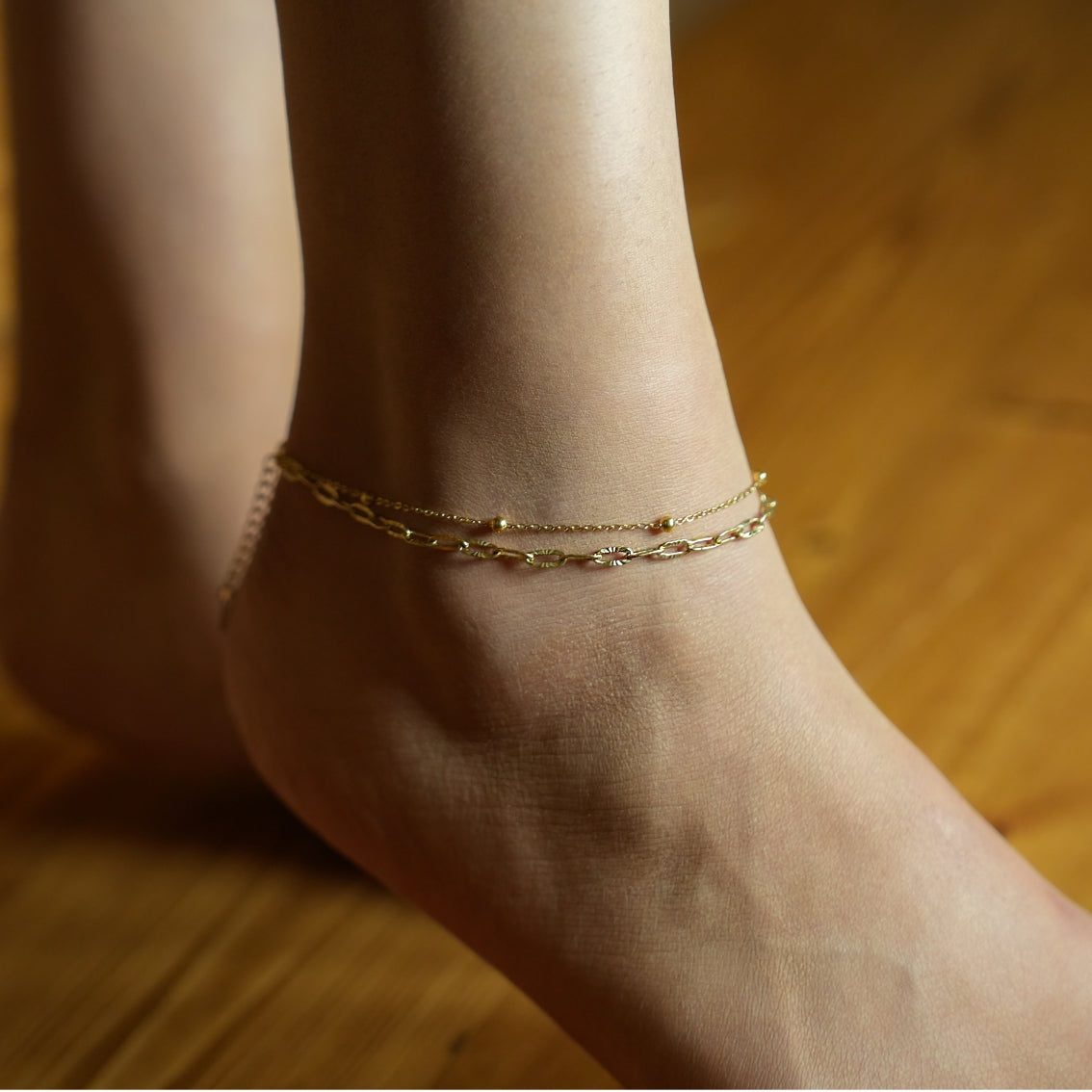 Style CASTILIA LG: Dazzle in Duality: Paper Clip Chain &  Beaded Chain Anklet