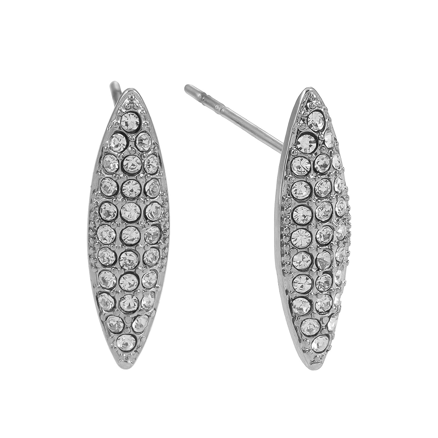 Style CHARLESVOIX: Minimalist Pavé Zirconia Oval Shaped Stud Earrings Silver