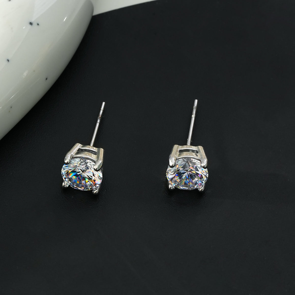 Style CODI Silver Toned White Gold: Moissanite (Diamond Alternative) Essential Daily Studs