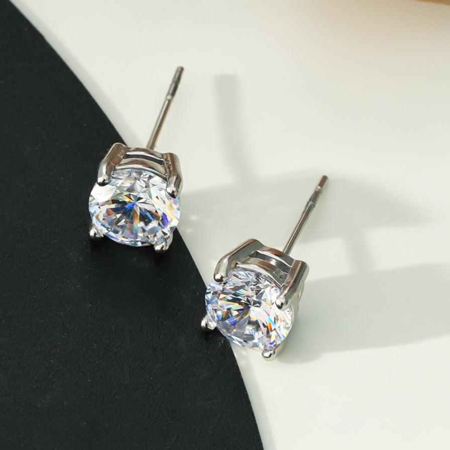 Style CODI Silver Toned White Gold: Moissanite (Diamond Alternative) Essential Daily Studs