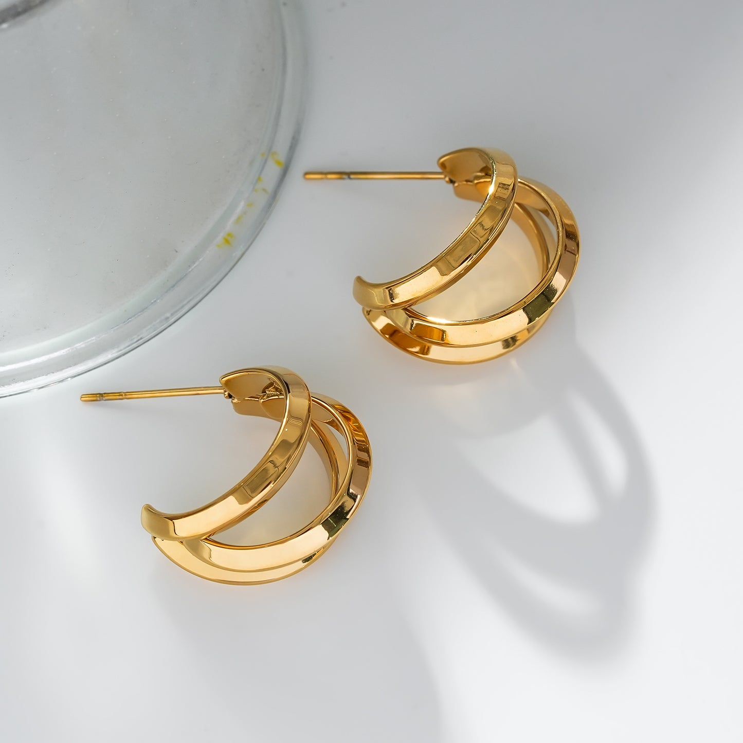 Style GRIZZANA: Triple Hoop Gold Earrings