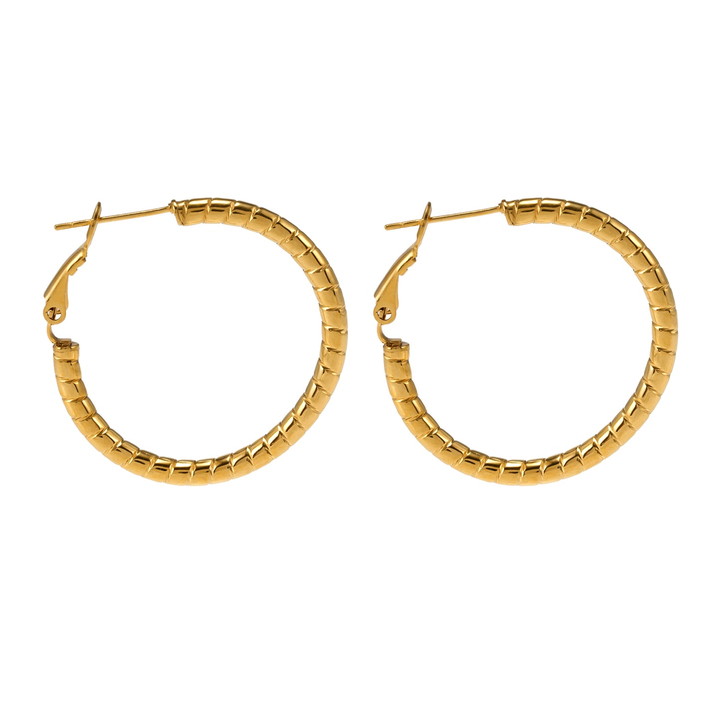 Style ETSUKO: Sculptured Reed Pattern Hoop Earrings