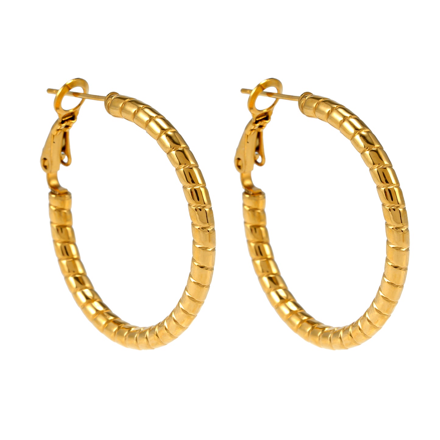 Style ETSUKO: Sculptured Reed Pattern Hoop Earrings