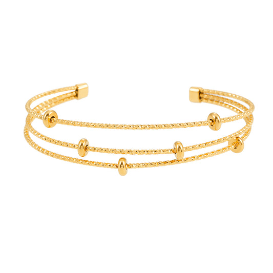 Style FARZIKA Gold: Triple Stacked Beaded Bracelet