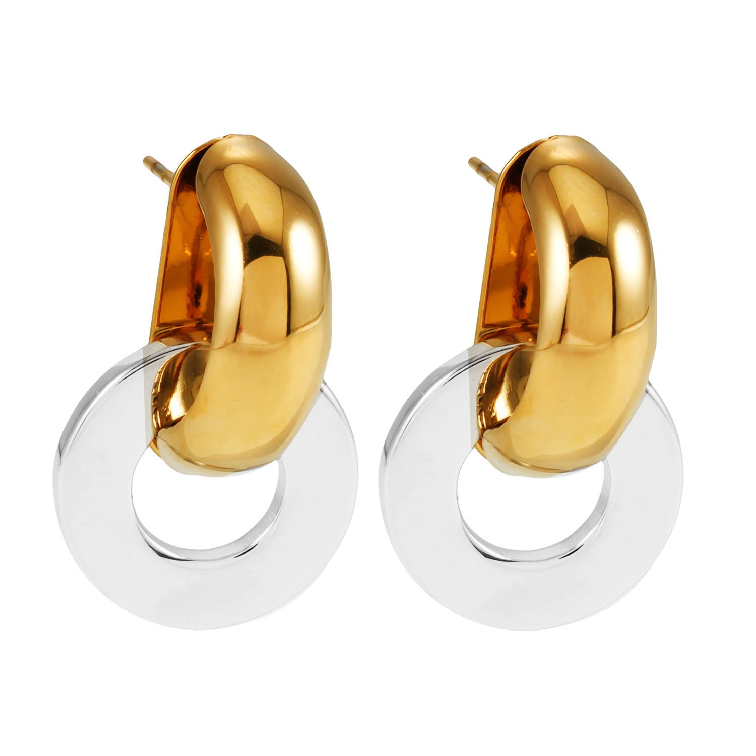 FILMORA: Mixed Metals Double Hoop Geometric-Chic Hoop Earrings