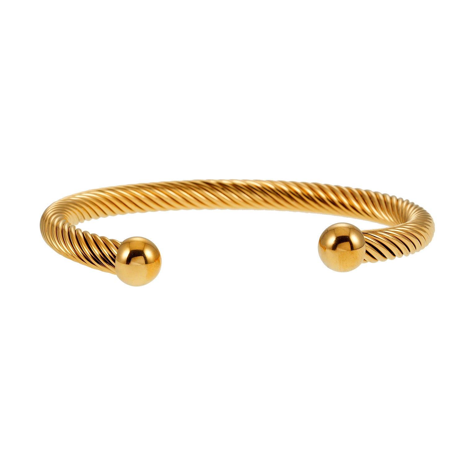 GOCHAR: Contemporary Elegance - Bracelet with Surface Lines & Ball Bead Accents