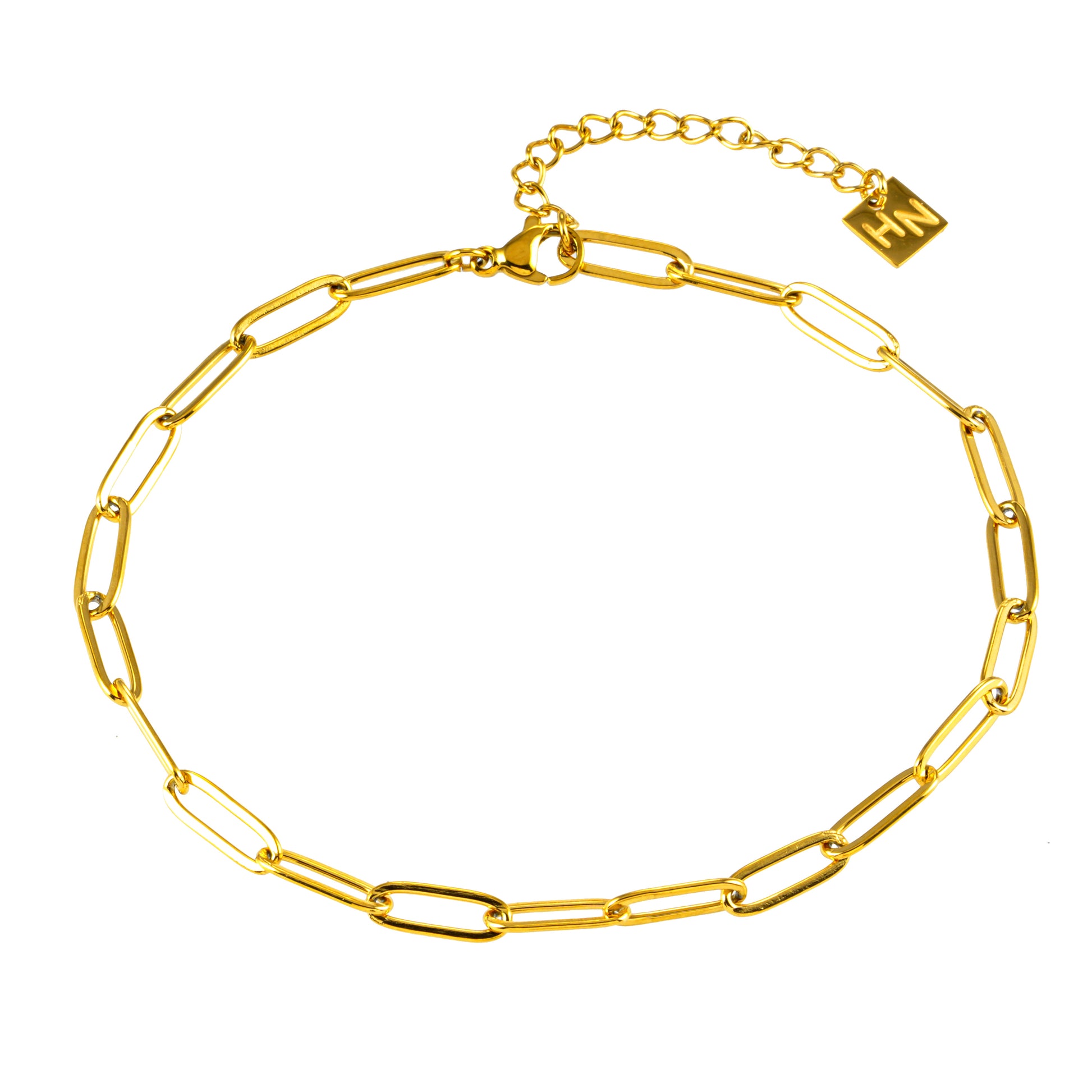 Style HAKILA LG 5800G: Essential Gold Chain Link Paper-Clip Anklet.