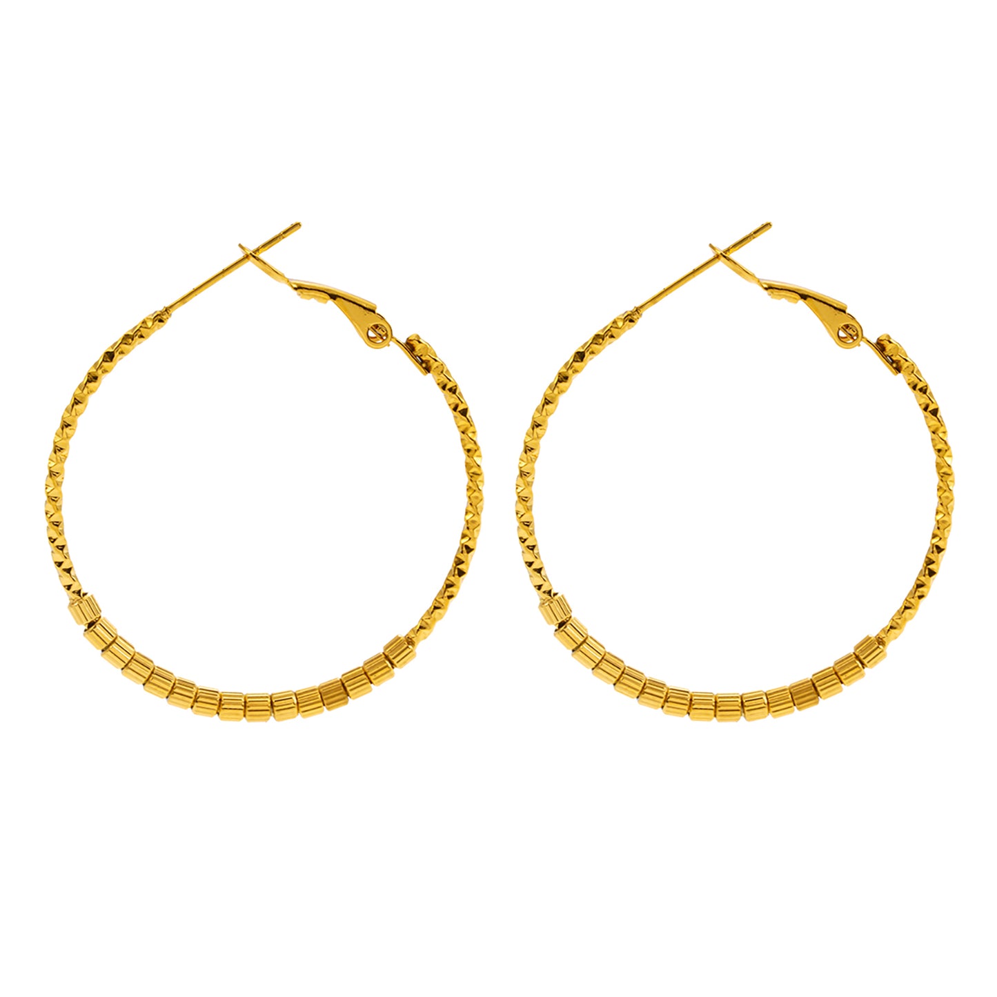 Style HOSHIKA 7712: Variable Textured Beaded Hoop Earrings