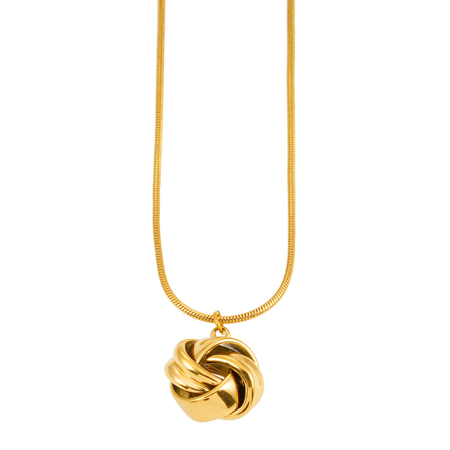 Style JASPUR: Snakeskin Chain Necklace with Love-Knot Pendant in Gold