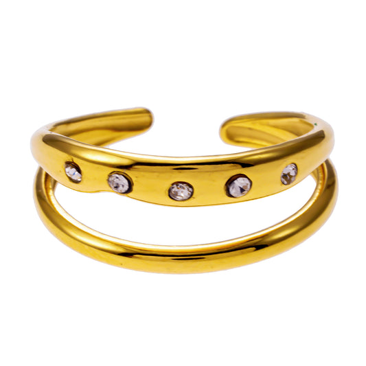 JORYA: Double Banded Zirconia Embellished Ring