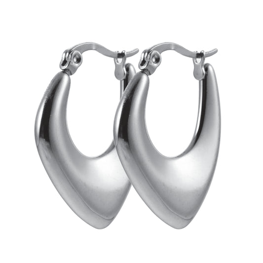 KAMIRA White Gold (Silver Toned): Asymmetrical Geometric Hoop Earrings