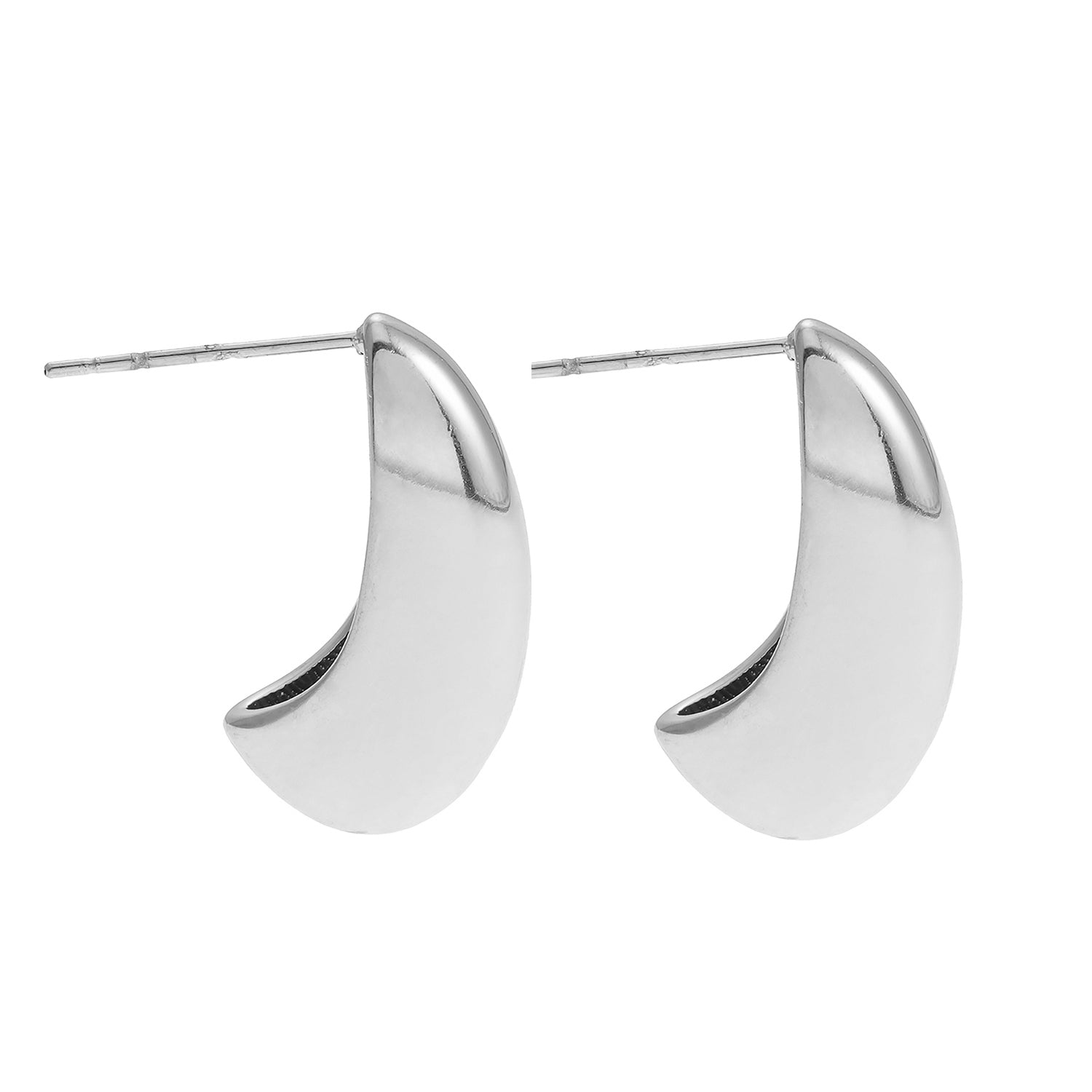 KEENE White Gold (Silver Toned): Chunky Look Light Weight Geometric Stud Earrings