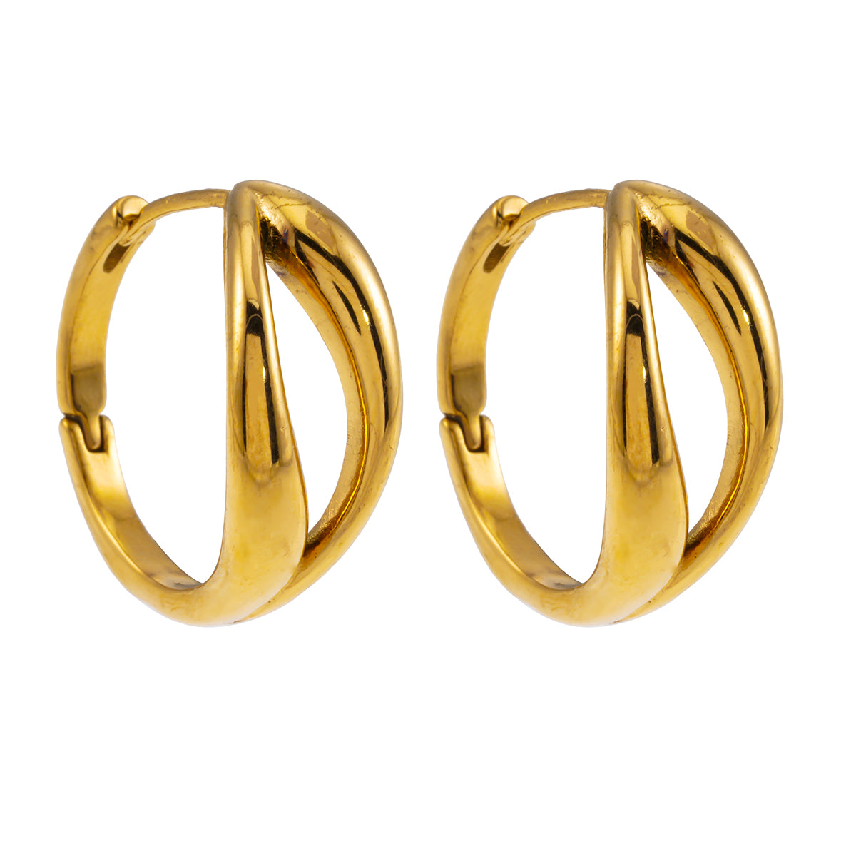 KEIKO: Double Loop Hoop Earrings in Gold