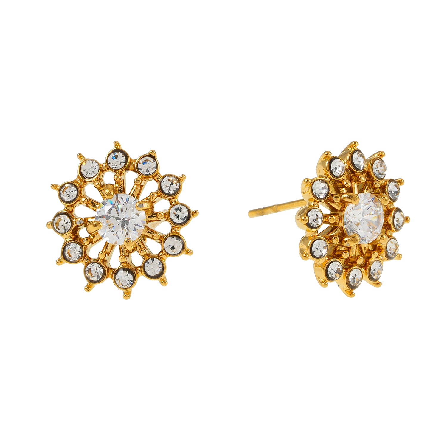 Style KERELA Gold: Shimmering Star Zirconia Stud Earrings